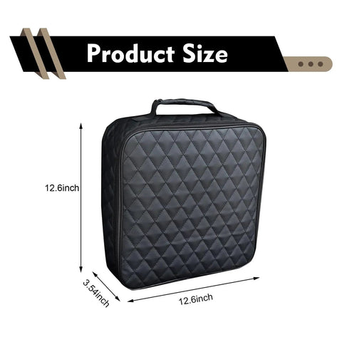 Badass Waterproof Leather Car Jumper Cable Bag Portable Trunk Organizer For EV Charging Cords And Garden Hoses Road Trip Ready size dimensions 12.6x12.6x3.54 inches