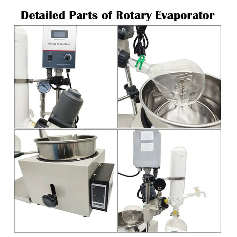 Detailed parts of 2L Rotary Evaporator Kit With 15L Circulating Water Vacuum Pump 110V Lab Rotavapor System for chemistry