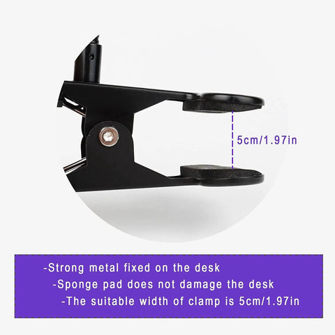 Gooseneck UV Curing Lamp For Resin And Gel Nails, 5W 395nm, USB Powered With 1.5m Cable clip showing 5cm width