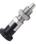 Heavy Duty Stainless Steel Spring Plunger With No Slip Self Locking Knob And Precision Positioning Pin For Garage Jobs close-up view.