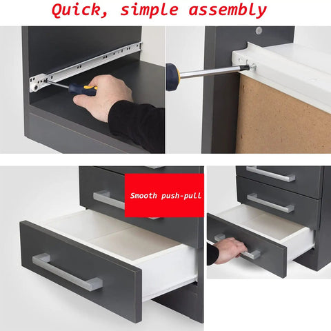 Heavy Duty Metal Drawer Slides 10 To 22 Inch Bottom Mount Rails With 99 Lbs Load Capacity Per Pair, Smooth Glide Track For Kitchen And Dresser Drawers, Includes Two Extended Guide Rails, Durable Steel Construction installed on dresser drawer