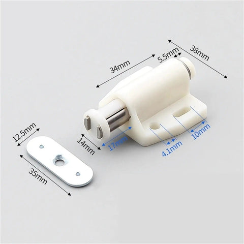Push To Open Cabinet Catches Magnetic Heavy Duty Latch Lock Hidden Handle White with measurements