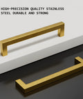 Brushed Brass Cabinet Handles Set 3.75 Inch Stainless Steel 10 Pack Modern Square Pulls For Kitchen Cabinets And Vanities Rust Resistant No Fingerprint Finish Durable Hardware Easy To Install.