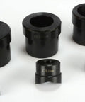 Die set from Heavy Duty Metal Stud Punch Kit with three die set for 0.875 in, 1.125 in, and 1.34375 in holes, 20 gauge steel punching.