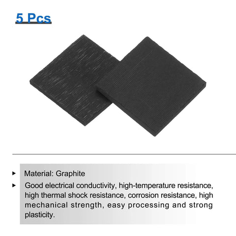 Rectangle Graphite Block Ingot High Purity Graphite Electrode Plate Sheet 20x20x2mm For Melting Casting And Electrolysis Pack Of Five