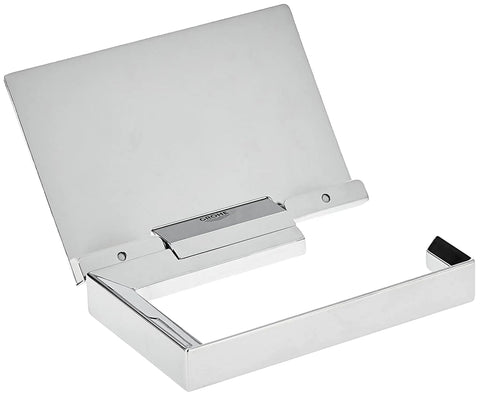 Selection Cube Paper Holder With Cover In Starlight Chrome For Modern Bathrooms Concealed Fastening Slick Clean Square Lines Durable Chrome