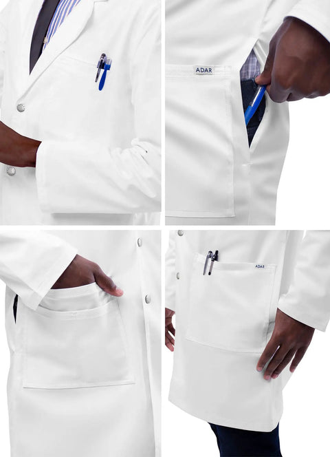 Universal Stretch Unisex Lab Coat 36 Inch Snap Front White Medical Coat For Doctors Nurses Students And Hospital Professionals