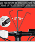 Ball end design of Ultimate 36 Piece Hex and Torx Wrench Set allowing 25-degree entry for socket cap screws access