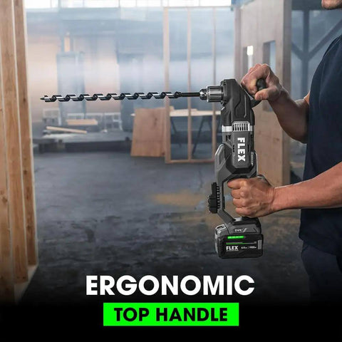 Pro Grade 24V Brushless Cordless Right Angle Drill Thumping Out 1680 In Lbs Torque with ergonomic top handle for easy use.