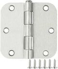 Brushed nickel interior door hinge, front view, 12-pack, 3.5 x 3.5 in, satin silver finish with screws