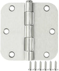 Heavy Duty Brushed Nickel Door Hinges 3.5 Inch Rounded Corners 48 Pack 270 Degree Rotation Slick Plain Bearing Cabinet Hardware Includes Screws