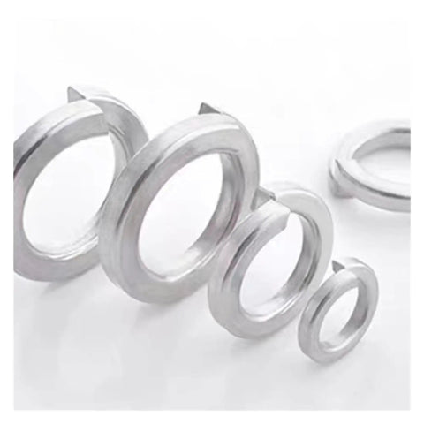 Spring Lock Washers 304 Stainless Steel GB93 Pack Of 10 To 100 Pieces Silver Finish displayed on white background