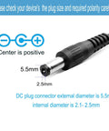 5.5mm plug end of a 9V DC Power Supply 1A AC Adapter 100 240V Input 50 60Hz 9V Output 1A Max 10W With center positive polarity