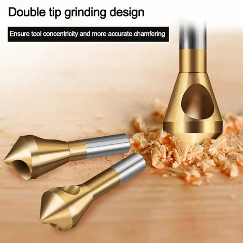 Badass 10mm Deburring And Countersink Drill Bits Made From High Speed Steel With Slick Spiral Flutes For Tough Cutting Across Metal Wood And Plastic Shop Rigs Without Clogging Or Kick Back, featuring double tip grinding design.