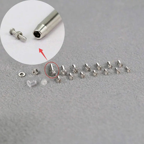 Eyeglasses And Sunglasses Repair Kit With Screws Tweezers Screwdrivers And Stainless Steel Nuts Includes 13 Screw Sizes Handy Multi Tool Gear For Glasses Watches Jewelry And Electronics Easy To Use Must Have shown with screws and nuts detail