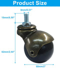 2 Inch Ball Caster Wheels Set Of 4 With Threaded Stem 360 Degree Swivel Furniture Casters Antique Bronze Finish