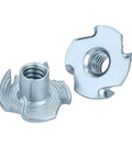 Two Heavy Duty 1/4-20 T Nuts With Four Prongs For Wood Furniture Cabinets And Rock Climbing Holds Zinc Plated Steel