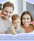 Family using Three Pack Travel Toothbrush Set With Soft Bristles, colorful assortment for home use