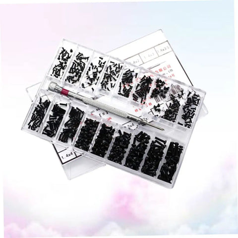 Assorted Small Machine Screws Kit With Flat Head Countersunk Fasteners In Transparent Storage Box, Miniature Carbon Steel Set