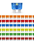 60 Piece Tough As Nails Led Blade Fuse Assortment in various colors with a blue LED indicator for easy identification.