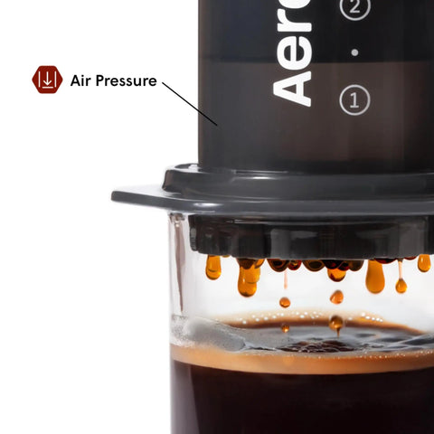 Close-up of the Barista Level Portable Coffee Maker With Chamber And Plunger And Filters For Espresso Style Brews On The Go.