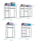 Sleek Portable Wardrobe Closet Organizer Heavy Duty Fabric Standing Clothes Rack With Hanging Rods And Side Pockets in four designs