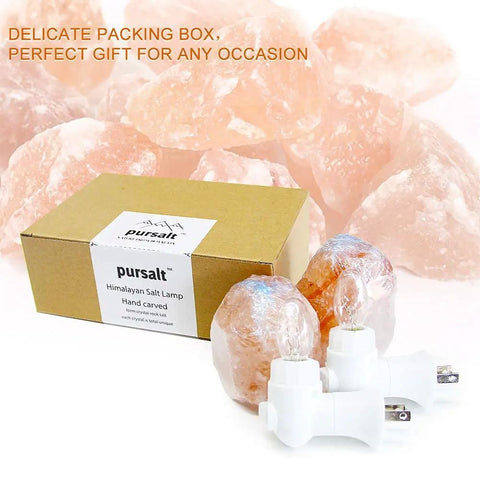 2 Pack Himalayan Salt Lamp Night Light With Rotatable 360 Degree Wall Plug And Four Extra Replacement Bulbs Pink Crystal Rock Salt Hand Crafted For Bedroom Bathroom Relax Glow