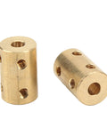 Premium Five Piece RC Brass Shaft Coupling Kit For 5Mm To 5Mm Universal Motor Connectors, two brass couplers shown.