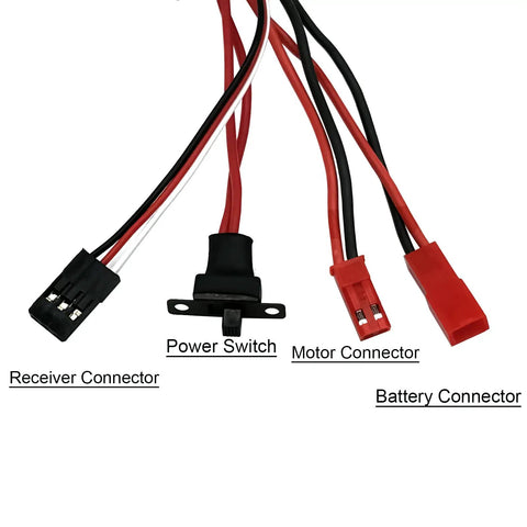 Connectors and power switch for 30A Brushed ESC With Brake For DIY Mini RC Cars Boats And Crawlers 2 Pack Ready To Run Plug And Play 4 To 8V