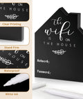 WiFi Password Sign For Home Wooden Tabletop Chalkboard Style House Shaped Sign with Erasable Pen, 5x3.74 inches, black