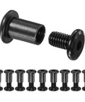Ten Pack M8 X 12Mm Hex Drive Socket Cap Bolts With Barrel Nuts For Furniture Assembly And Diy Projects Crafted From Solid Black Carbon Steel Heavy Duty connector fasteners displayed on a white background.