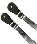 Leather Spur Straps For Horse Riding Two Piece Set With Adjustable Single Ply Design, Durable Black Leather Equestrian Gear