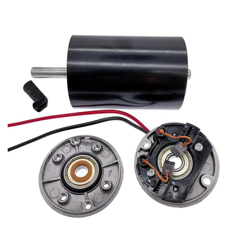 Heavy Duty Cnc Engraving Spindle Motor 300W 48V Dc Brush Air Cool 12000 Rpm showing motor body and wiring components.