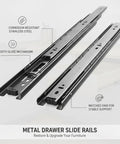 Stainless Steel Drawer Slides Pair With Black Finish, shown with smooth glide mechanism on light surface.