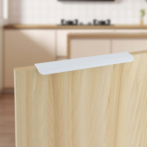 Set Of 10 White Aluminum Finger Pull Handles For Cabinets And Drawers, 9.84 Inch Length With 7.56 Inch Hole Centers, curved edge design