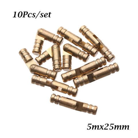 Mini Folded Box Concealed Barrel Hinge Set in Pure Copper for Furniture, Invisible Case Hinges, 10-piece set, 5mmx25mm size.