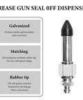Close-up of Grease Gun Seal Off Dispenser with galvanized surface and rubber tip for oil resistance.