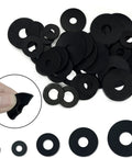 200-Piece Flat Rubber Washer Set For Bolts Faucets Screws Garden Hose And Plumbing Black Rubber Gaskets Five-Size Assortment