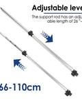 Two adjustable aluminum Bimini top rear support poles; angled view with clamps, 66–110 cm extension