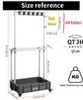 Cleaning Tool Tower On Wheels With Mop Holder, Umbrella Stand, Drip Tray And Tool Storage Rack, 5S Shadow Board size reference