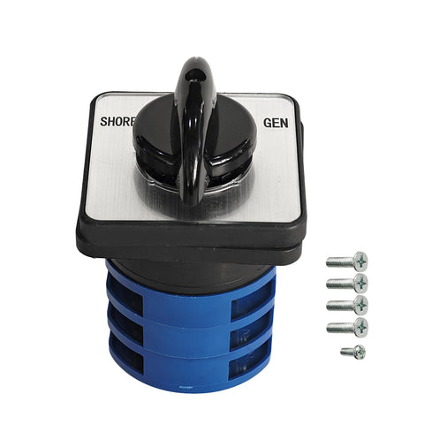 30 Amp RV Transfer Switch With 3 Position Shore Off Gen Rotary Selector For Safe Power Switching Between Shore Power And Generator 120V 240V AC Heavy Duty Built For RV Marine Truck Motorhome, front view
