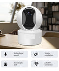 Bulletproof 4Mp Full Hd Dome Camera With 2 4G Wifi Security Cam showing bidirectional speech feature on a table.