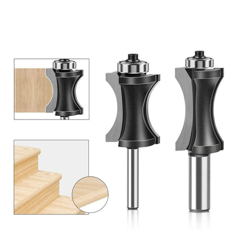 Solid Half Round Router Bit For Woodworking With 6mm 12mm Or 1/4 Inch Shank showcasing detailed curved edge designs.