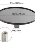 Front view of aluminum alloy suction cup disc with M8 screw, 3.75 inch diameter