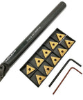 Five Eighths Inch By Seven Inch Beefed-Up Carbide Indexable Boring Bar Turning Tool Holder S16Q-MTJNR16 with 10 TNMG331 inserts
