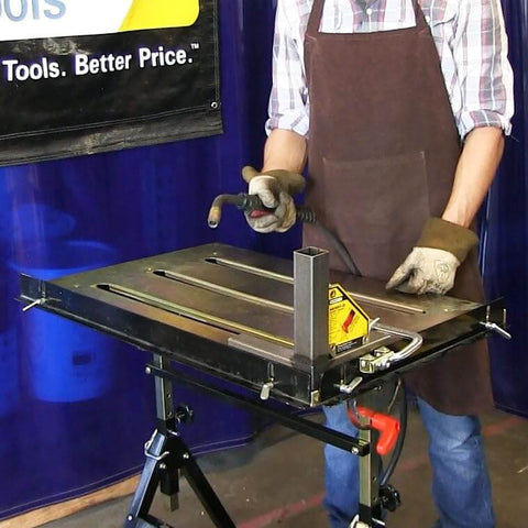 Worksite Ready Welding Table Pro Grade With 1.1 Inch Slot Top Adjustable Height And Tilt Casters For Easy Mobility