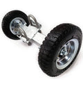Heavy Duty Sliding Gate Hardware Kit With Dual Wheel Carriers And 8 Inch Pneumatic Wheels for DIY Fences shown close-up