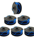 Kobalt 40-Volt Max Trimmer Spool Line 0.065 Inch 20 Feet Dual Line Replacement Fits KST 120X 120X-06 2040-06 KDLA 3040-03 Weed Eater 294703 Replacement Spool Pack Of Six showing six blue and black spools.