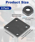 Diagram of 8 Pack A36 Steel Plates 3x3x3/16 Inch showing dimensions and 4 pre-drilled holes for structure support.