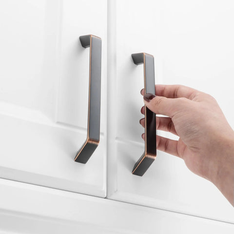 Person installing 10 Pack 5 Inch Oil Rubbed Bronze Cabinet Pulls Set For Kitchen Cabinets Drawers Dresser Vanity Cupboard